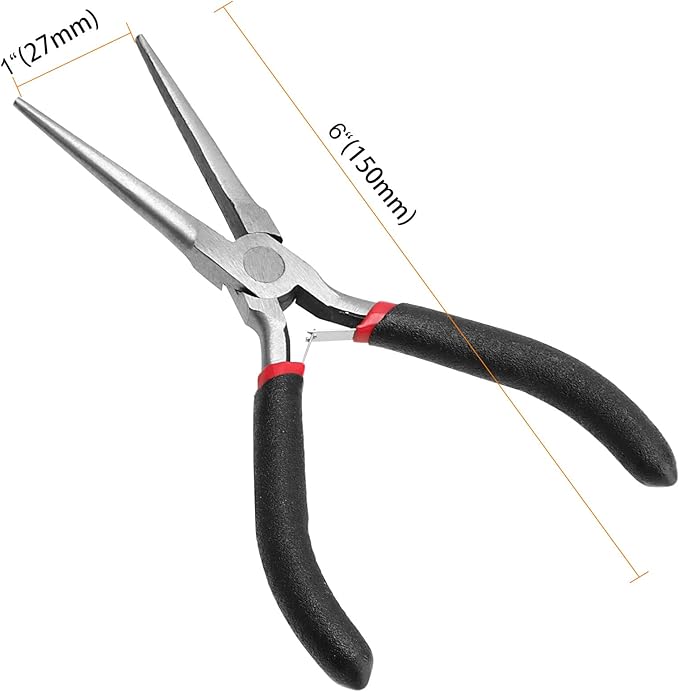15 PCS 6 Inch Needle Nose Pliers, Precision Pliers with Extra Long Tips and Non-Serrated Jaws for Wire Wrapping, Jewelry Making, Gripping Gadgets