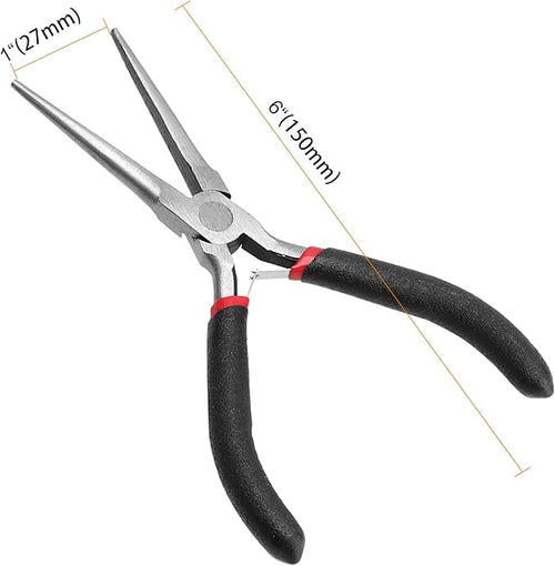 15 PCS 6 Inch Needle Nose Pliers, Precision Pliers with Extra Long Tips and Non-Serrated Jaws for Wire Wrapping, Jewelry Making, Gripping Gadgets