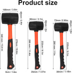3 PCS 27 16 12 OZ Rubber Mallet, Rubber Hammer, Rubber Mallet Set With Black-Yellow Fiberglass Handle Perfect For Wood, Metal, Plastic, Glass, And Ceramics. By GENHAKON