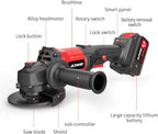 NAWIN Cordless Angle Grinder, 4-1/2 Inch Variable Speed Angle Grinder, Cordless Grinder With 2×6.0Ah Battery And Charger, 9000rpm Brushless Motor, Battery Angle Grinder Tool For Metal Wood（6.0Ah）