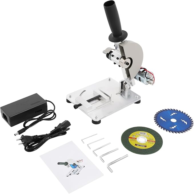 96W Portable Tabletop Saw, 9000 RPM Mini Miter Saw, Versatile Manual Chop Saws, Mini Miniature Table Saws, 0-45° Adjustable Angle Cutter with Protective Cover & 2 Blades