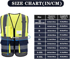 A-SAFETY High Visibility Mesh Safety Reflective Vest with Pockets and Zipper,Hi Vis Viz Reflective Safety Vest(Yellow&Navy Mesh XL)