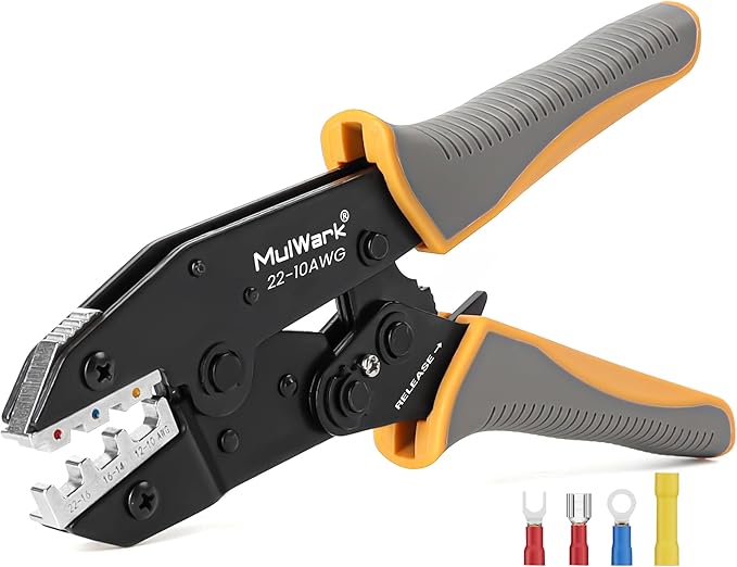 Mulwark Wire Crimping Tool for Heat Shrink, Wire Crimper AWG 10-22 | Professional Wire Crimpers-Crimping Pliers for Automotive, Marine & DIY Electrical Projects
