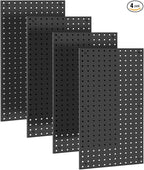 4 Pack 12-Inch X 24-Inch Metal Pegboard Wall Panels, Peg Boards for Garage Tool Storage (Black1224)