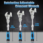 Flex Head Adjustable Wrench, 10-12.4 inch Flexible Retractable Ratchet Crescent Wrench, 180° Rotable for Use in Tight Spaces, Pipe Repair