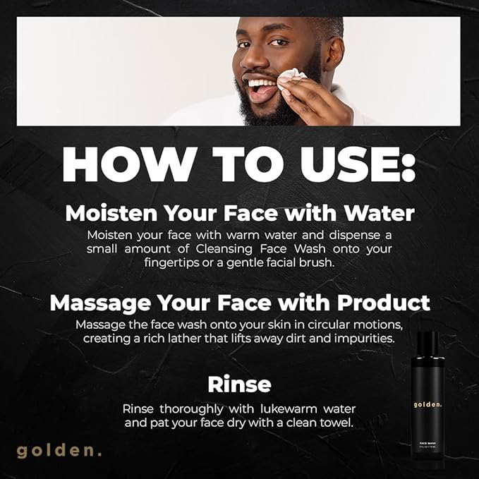 Golden Grooming Co. Men Face Wash with Aloe Vera & Vitamin E - Facial Cleanser for Men - Organic & Nature-Based - Ideal for Sensitive and Oily Skin - Rich Foaming Daily Cleanser - 4 oz.-VeraVaultWomen