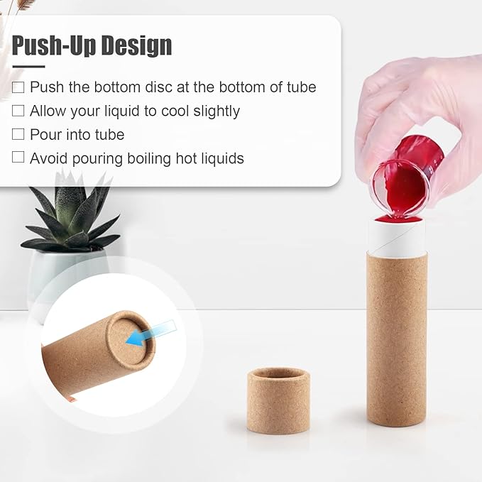 10 Pcs 25g Paperboard Lip Balm Tubes Refillable Krafts Paper Lipstick Tube Round Cardboard Empty Lip Gloss Container Holder Tubes for DIY Chapstick Salve Cosmetic Lotion Solid Perfume - Brown-VeraVaultWomen