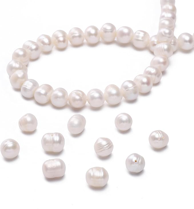 Natural Pearl Beads Potato 8-9mm White Freshwater Cultured Loose Gemstone Beads for DIY Jewelry Making 13.8''/Strand HQ