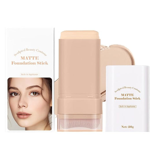 Beauty Balm Serum Boosted Skin Tint, Dual-Ended Eraser Foundation Stick with Brush, Full Coverage Cream Korean Makeup, Long-Lasting Stick for Smooth, Flawless Finish (#1 Cream)-VeraVaultWomen