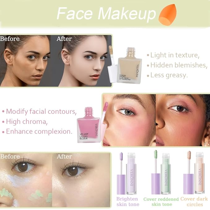 Makeup Kit for Women Full Kit, All in one makeup kit with Eyeshadow Eyeliner Eyebrow Lip Gloss Face Makeup & Brushes Full Starter Cosmetics Set For Girls & Teens (Set A)-VeraVaultWomen