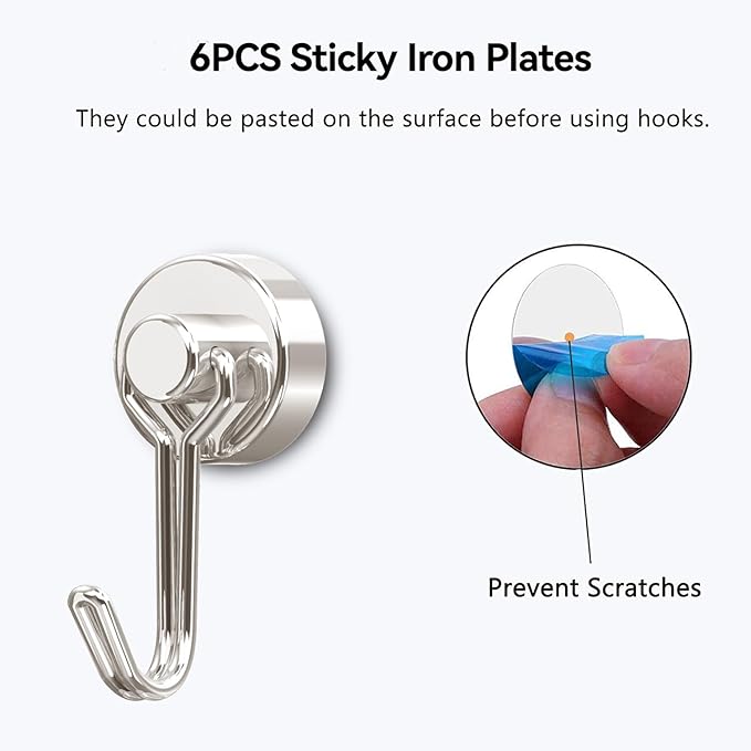 Tohoer Magnetic Hooks, Neodymium Magnets Hook Heavy Duty 30LBS with Rust Proof for Fridge, Refrigerator, Oven, Grill, BBQ, Key, Tools Holder, Utensil, Kitchen, Outdoor, Magnet for Hanging Wreaths