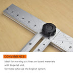 Triangle Ruler Square Carpentry Squares Folding Aluminium Frame Construction Tools Combination 24 Inches in Framing Roofing Stair Work Woodworking Movable Right Angle 90°45 Degree Angle Ruler