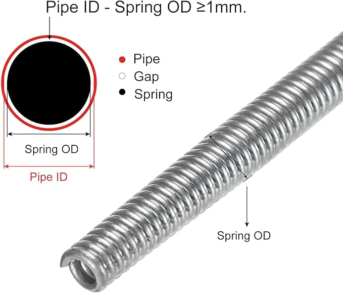MECCANIXITY Spring Tube Bender OD 12mm/0.47" Steel Spring Pipe Copper Tubes 2500mm/98.42" Long for 5/8" Copper Pipe(16mm) in Home Renovations,Electrician Wiring Bending Pipe(insert-pipe use)