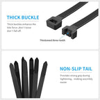 Zip Ties Assorted Sizes 300 Pack,12+14+18 Inch, 300LBS Tensile Strength Heavy Duty Self-locking Nylon Black Cable ties for Indoor Outdoor