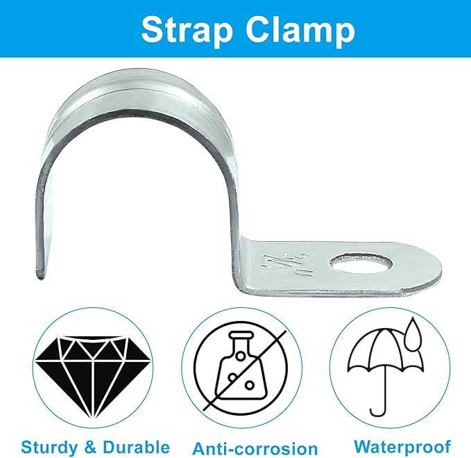 Biaungdo 30 Pcs M25 Rigid Pipe Strap, 1 Inch Zinc Plated Steel One Hole Strap Bracket Pipe Clamps Heavy Duty Conduit Clamps Tension Tube Clip Cable Clamp Hanger for Conduit, Pipe Fixing