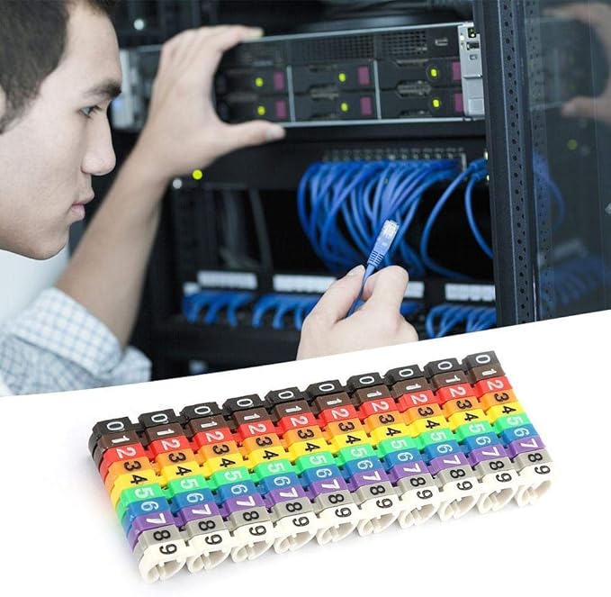 Digital Number Tube Wire Label Cable Marker Colorful Straps Coded Clip Plastic Cable 100PCS -6MM 6square Microcomputer Device