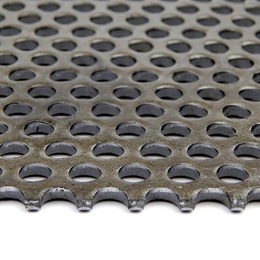 OnlineMetals A36 Carbon Steel Perforated Sheet, Unpolished (Mill) Finish, Hot Rolled, Staggered 0.125" Holes, ASTM A36, 0.036" Thickness, 20 Gauge, 12" Width, 24" Length, 0.1875" Center to Center