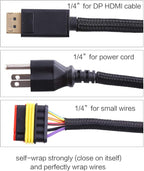 Alex Tech 25ft - 1/4 inch Cord Protector Wire Loom Tubing Cable Sleeve Split Sleeving For USB Cable Power Cord Audio Video Cable – Protect Cat From Chewing Cords - Black