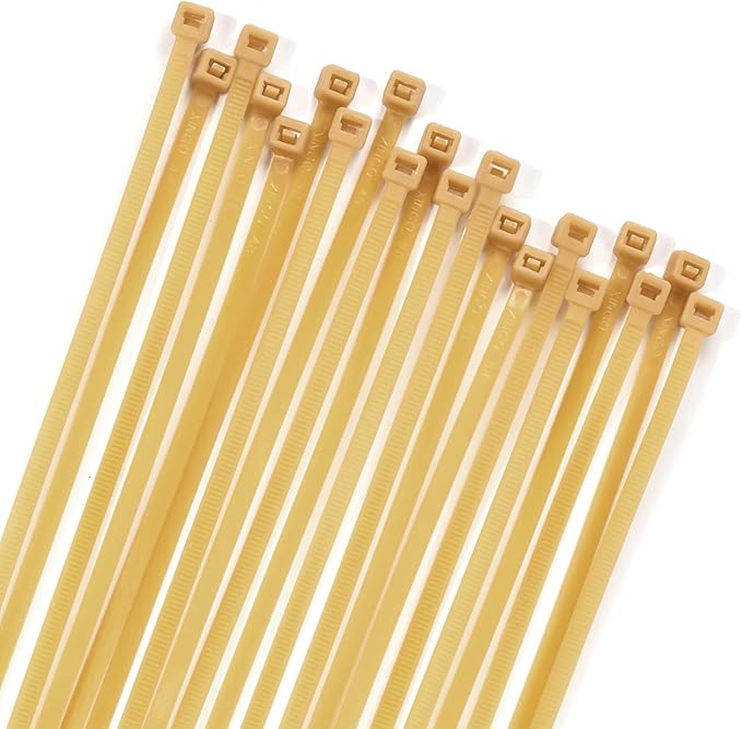 XINGO 100PCS Cable Zip Ties Heavy Duty, Premium Nylon Plastic Wire Ties with 50 Pounds Tensile Strength, Self-Locking Black Nylon Zip Ties for Indoor and Outdoor (16 inch, Gold)