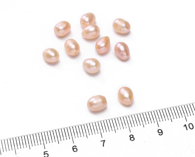 Natural Pearl Beads Rice 5-6mm Pink Freshwater Cultured Loose Gemstone Beads for DIY Jewelry Making 13.8''/Strand HQ