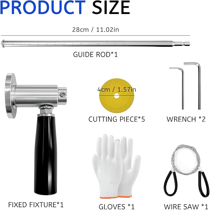Inside Pipe Cutter for PVC Pipe - Internal PVC Pipe Cutter Tool Kit with Adjustable Depth Gauge & Hex Shank for Plastic, ABS, Exhaust Pipes