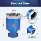 1-3/5 Inch Diamond Core Drill Bit for Porcelain Tile Ceramic Marble Granite Drilling,BRSCHNITT 2pcs Vacuum Brazed Diamond Hole Saw with 5/8-11 Thread (40mm 2pcs)