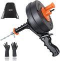 BACOENG 25Ft Drain Auger, Heavy Duty Plumbing Snake with Drill Adapter, Use Manually or Powered for Drain Clog, Shower Sink, Comes with Gloves and Bag (Orange)