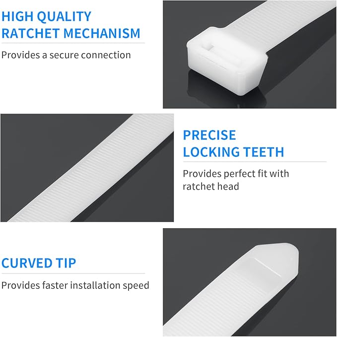 34 inch White Zip Ties Heavy Duty 40 PCS, 250LBS Ultra Exclusive Strong Plastic Wire Ties, Large Cable Ties Extra Long Tie Wraps, Indoor and Outdoor UV Resistant