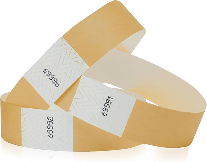 1,000 WristCo Tyvek Metallic Gold Wristbands for Events – Tamper-Proof Design Prevents Reuse – Premium-Grade Bracelets for Hospital & Medical ID, Party, Concert Entry, VIP Identification
