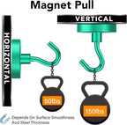 MIKEDE Magnetic Hooks Heavy Duty, 150LB Strong Magnet with Hook for Fridge, Super Neodymium Extra Strength Industrial Hooks for Toolbox, Cruise, Grill(Green,10 Pack)