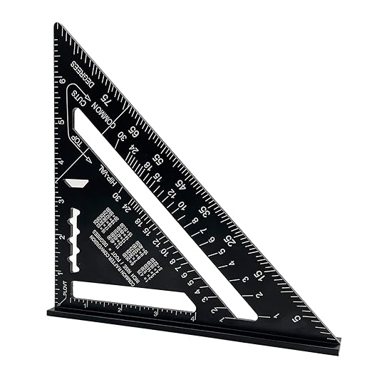 7 inch Rafter Square Aluminum Alloy Double Scale Triangle Ruler Angle Ruler Carpenter Triangle Square Rafter Tool Mensurement Tool for Woodworking and Carpentry