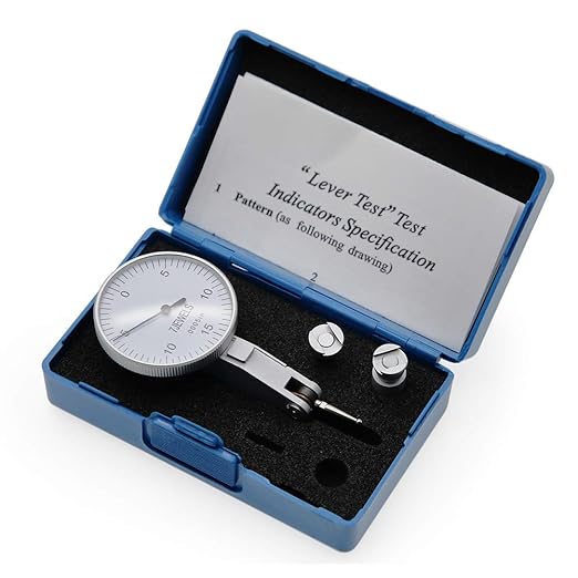 0.0005" Dial Indicator Brass Test Indicator with 7 Jewels Bearings Accuracy 0.0004 Big Face Imperial Dial Indicator for Machinist Engineer Inspection Measurement (Model 201-0066)