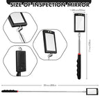 1 Pcs Telescoping Inspection Mirror Mechanics Automotive Tool with Long Handle Extendable Mirror on a Stick for Technicians Mechanics Contractors Checking Observation (Black,Square with Light)