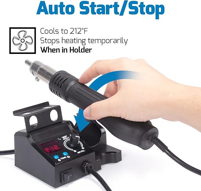 WEP 8858-V Hot Air Rework Station Kit with Compact Size, Integrated Nozzle Holder, 3 Nozzles, 2 Tweezers, Adjustable Temperature& Air Volume, PID Program, °C/°F Conversion and More