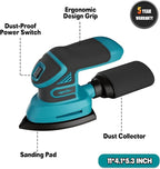 1.9Amp Cordless Detail Sander Compatible with Makita 18v Battery, Dust Collector, Brushless 12,000 OPM Speed, Compact Soft Palm Grip, 10pcs Sanding Pads, 2.0Ah Charger & Battery Kit (Blue)
