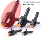 ONDY 2 Pack Of 9” Large Spring Clamps Heavy Duty Nylon Muslin Woodworking Clamps Photo Studio Backdrops Backgrounds Clamps Set, the Jaws Have a Maximum Opening of 4"