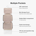 LEVEL8 Travel Toiletry Bag for Women Men, Travel Organizer Water Repellent, Makeup Organizer with Hang Hook for Travel Accessories, Large/Black