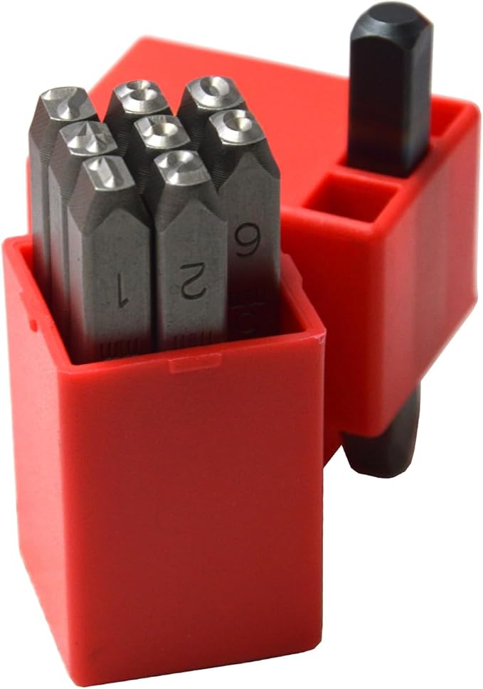 9pcs Heavy Duty Steel Stamp Uppercase Number 3/32 2.5mm Hand Stamping Character Mark Code Alphabet Punch Kit for Metal Jewelry Crypto Plate Leather