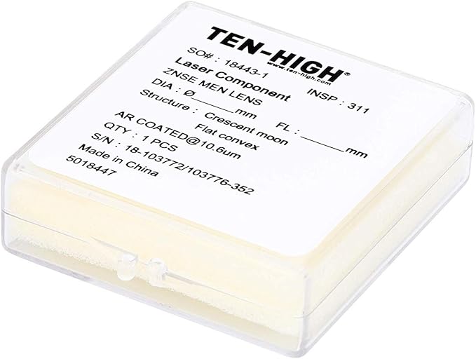 TEN-HIGH CO2 Laser Lens 18mm Laser Mirror CO2 Laser Focal Lens Laser Focus Lens, ZnSe for CO2 Laser Engraving Cutting Machine, Dia18mm FL190.5mm