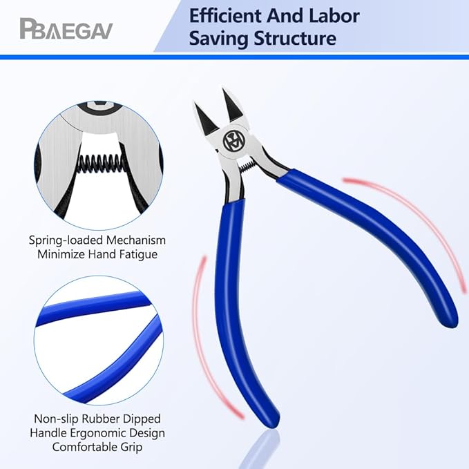 Wire Cutters Precision Flush Cutters Ultra Sharp Wire Cutters for Trimming Metal Wires Zip Ties, Cables, Circuit Boards, Crafting Jewelry Making