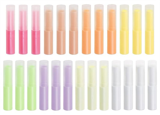 0.14oz Empty Flavored Lip Balm Container Tubes Plastic Homemade Moisturizing Lip Stick with Caps Bulk Fit for Women Adult DIY Making Supplies, 25 Count (Multicolor)-VeraVaultWomen