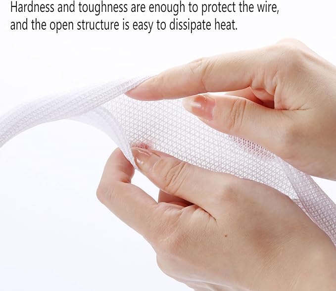 1/2" x25ft Braided Cable Sleeve – Split Self-Wrapping Wire Loom Tubing for USB, Power, Audio/Video Cords – Chew-Resistant Cord Protector, White Expandable Sleeving