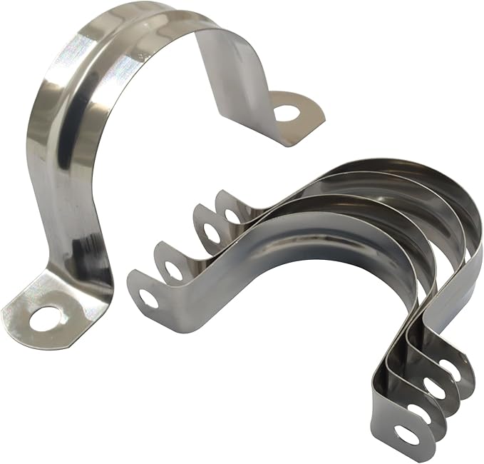 Hordion 10Pcs 1-3/4" Two Hole Strap U Bracket, M45 Rigid Pipe Strap Stainless Steel Conduit Clamp for Fixing Pipe