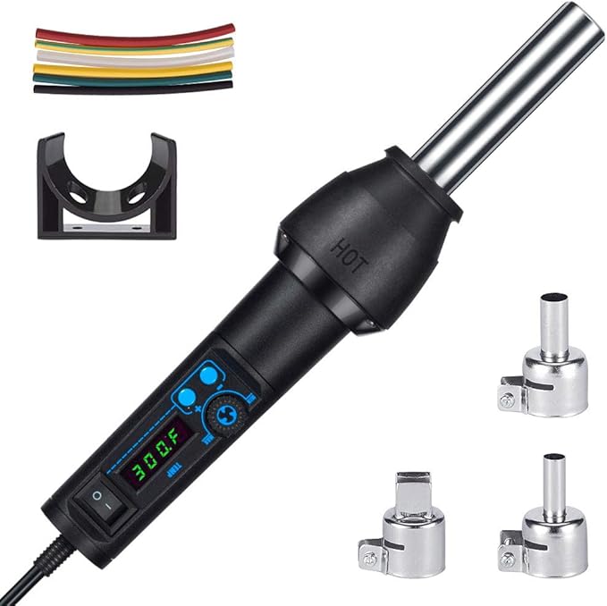 Heat Vinyl Shrink Gun Kit- 650W Portable Digital LED Display Temp Adjustable Auto Cool System Hot Air Pen Electrical Solder Heat Gun for DIY/Crafts/Shrink Wrapping/Vinyl Wrap/Wire Connectors