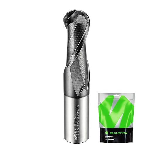 Extra Long Ball Nose End Mill 2 Flute 3/4 Inch SHK. and Cutting Dia. 3D Carving, High-Speed and Deep Cutting, AlCrN Coated, Apply for Alloy Steel, Stainless Steel and Various Cast Iron.