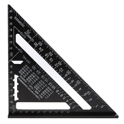 7 inch Rafter Square Aluminum Alloy Double Scale Triangle Ruler Angle Ruler Carpenter Triangle Square Rafter Tool Mensurement Tool for Woodworking and Carpentry