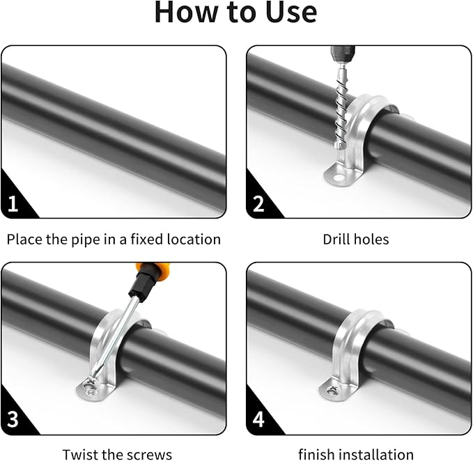 30 PCS 1 Inch Reinforced Rigid Pipe Strap,2 Holes U Bracket Cable Clamp Hanger,Zinc Coated Tension Tube Clip,Conduits Strap Clamps for Pipe Fixing on Various Surfaces,30 PCS(25 mm)