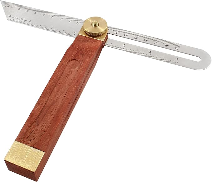 Litoexpe 9" T-Bevel Sliding Angle Ruler Protractor, Adjustable Angle Finder Ruler Hardwood Handle Woodworking Protractor Tool with Metric & Imperial Marks