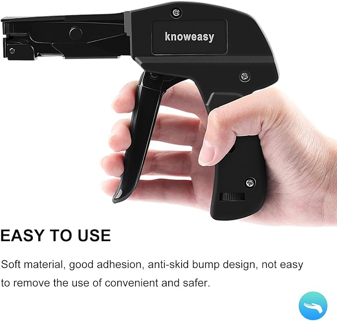 Knoweasy Cable Tie Gun and Cable Tie - Fastening and Flush Cutting Tool with Steel Handle Zip Tie Tool for Nylon Cable Ties