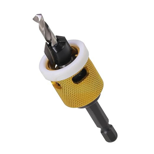 9/64"x3/8" Carbide Tipped Countersink Drill Bits with Low Friction Depth Stop, 1/4" Quick Change Hex Shank Countersink Drill with Replaceable HSS Pilot Drill Bit for Plastic, Woodworking